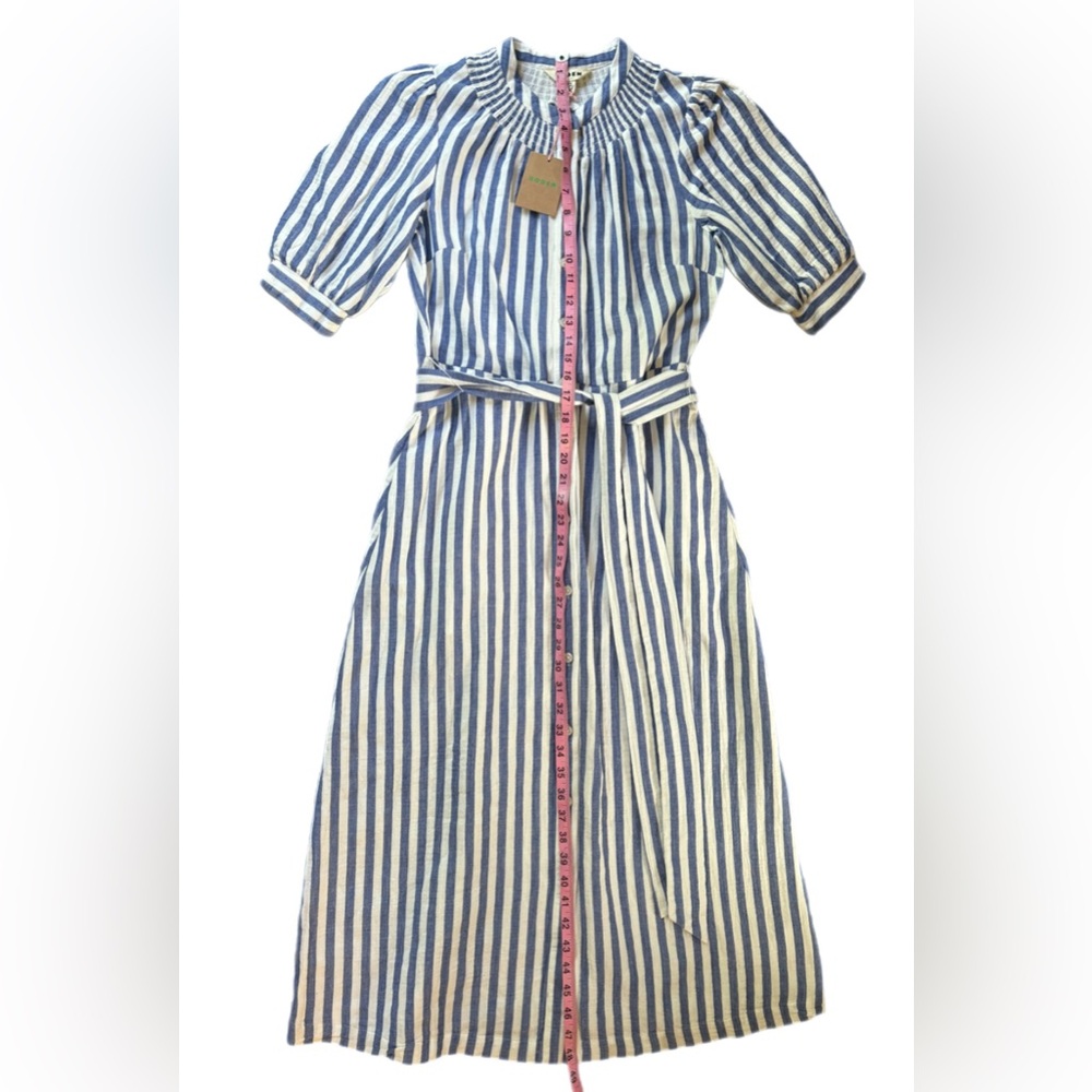 NWT Boden Ada Double Cloth Midi Dress Size 2 Blue White Stripe Coastal Preppy - Picture 10 of 16